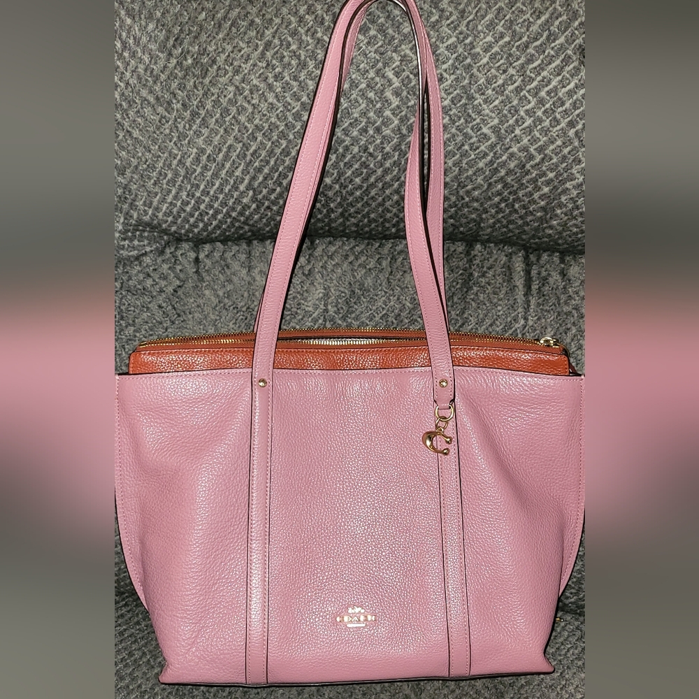 Coach May Pink & Burgundy Leather Tote Bag